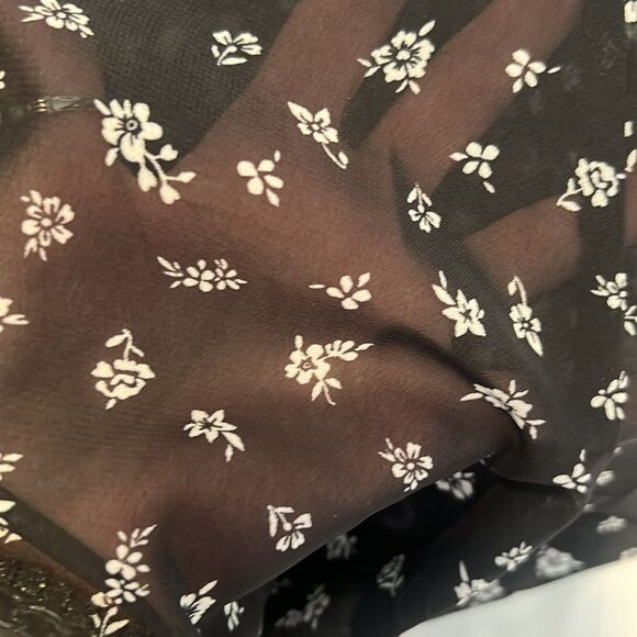 Blu Pepper OSFM Black Floral Tie-Front Batwing Blouse EUC - Picture 8 of 10